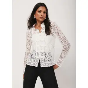 Mint Velvet White Lace Scallop Trim Top